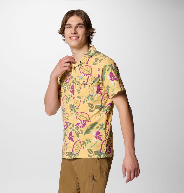 heren tech trail utility bedrukt geweven shirt met korte mouwen
