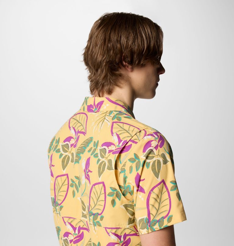 heren tech trail utility bedrukt geweven shirt met korte mouwen