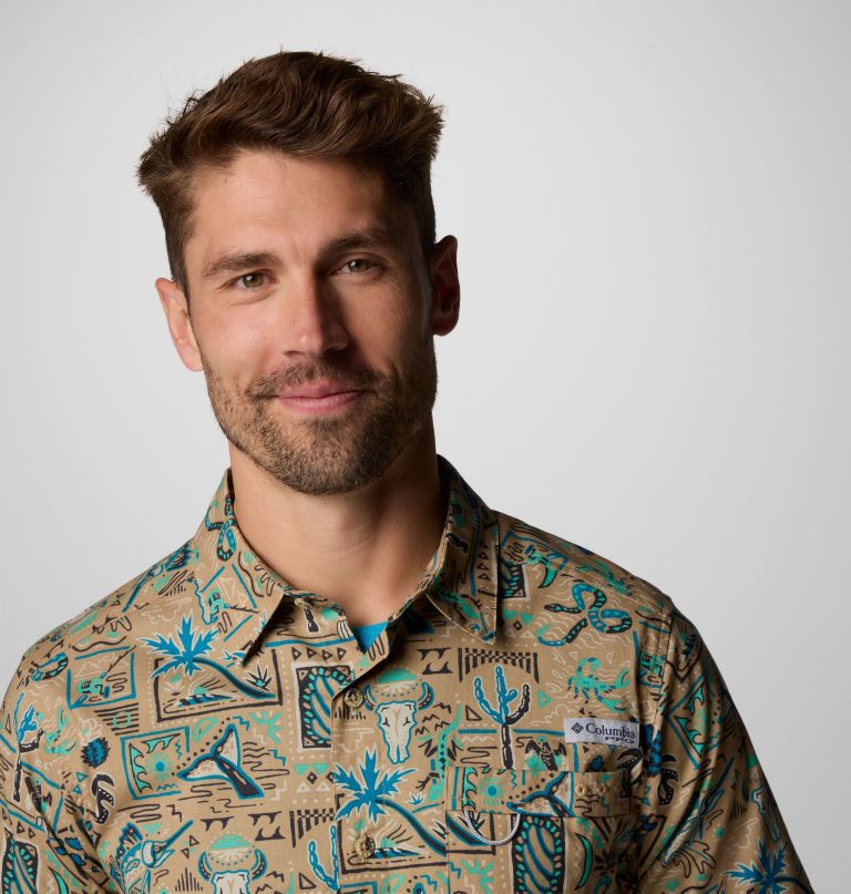 heren pfg wild cast camp shirt