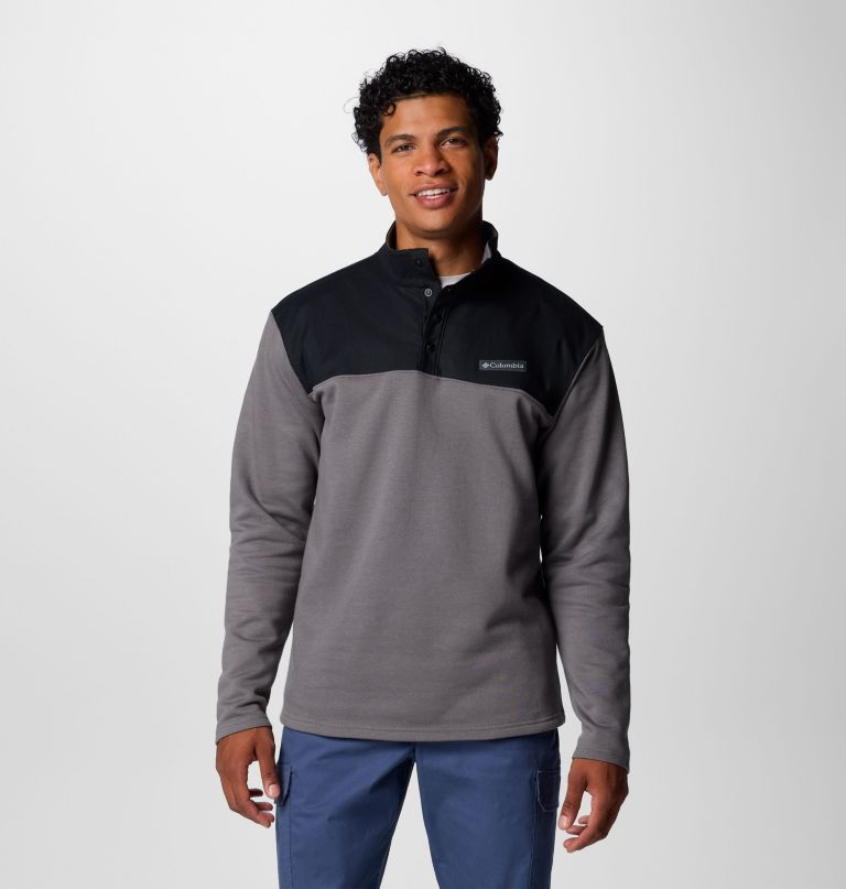heren pitchstone overlay half snap pullover
