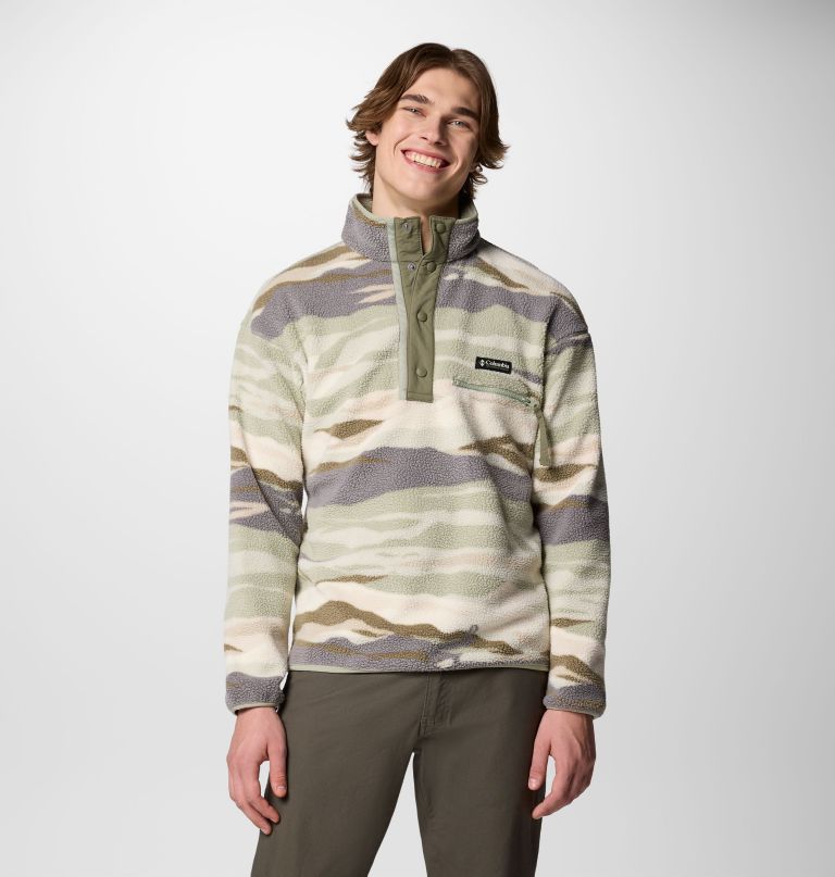 heren helvetia ii bedrukte fleece trui met halve drukknoopsluiting