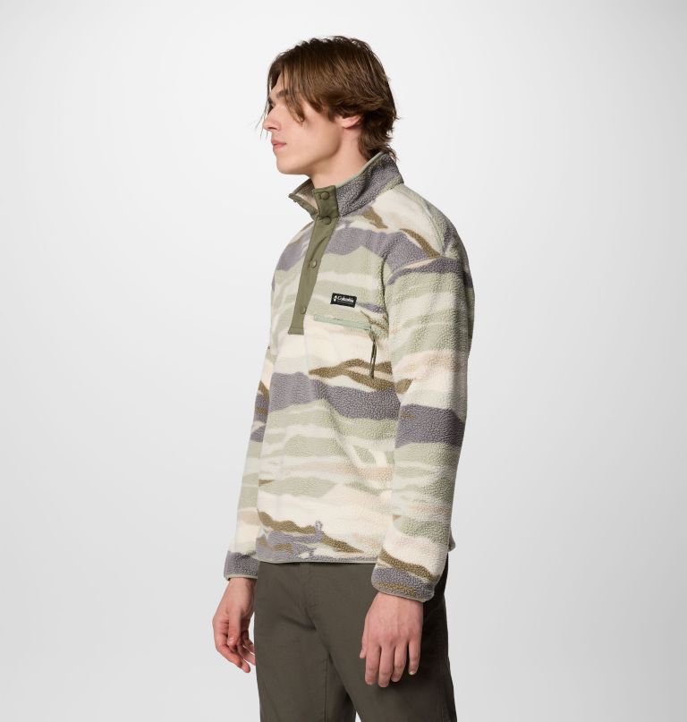 heren helvetia ii bedrukte fleece trui met halve drukknoopsluiting