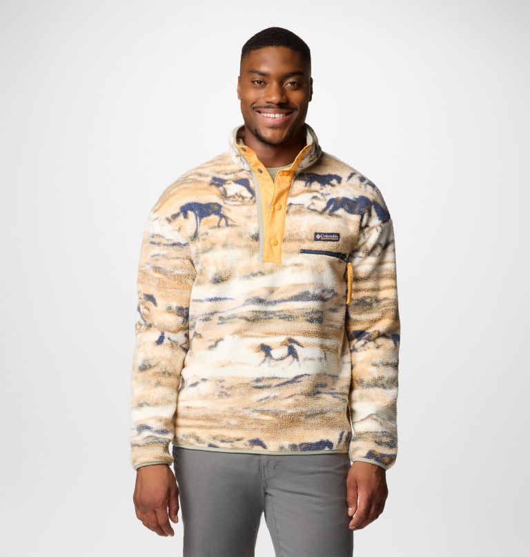 heren helvetia ii bedrukte fleece trui met halve drukknoopsluiting