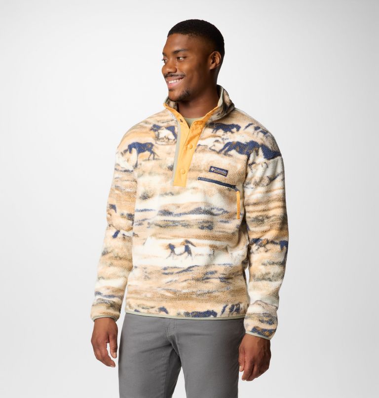 heren helvetia ii bedrukte fleece trui met halve drukknoopsluiting