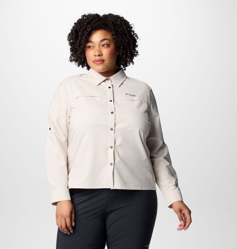 dames summit valley geweven shirt met lange mouwen - plus size
