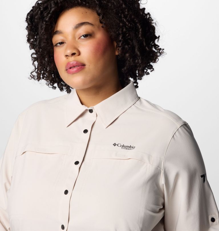 dames summit valley geweven shirt met lange mouwen - plus size