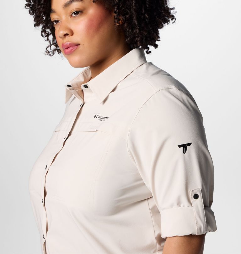 dames summit valley geweven shirt met lange mouwen - plus size