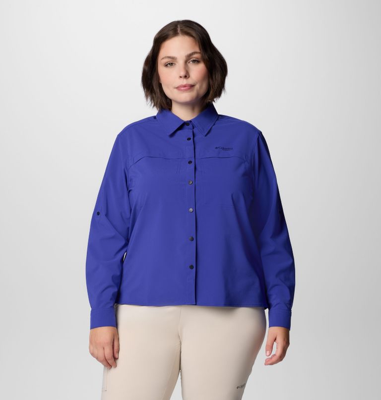 dames summit valley geweven shirt met lange mouwen - plus size