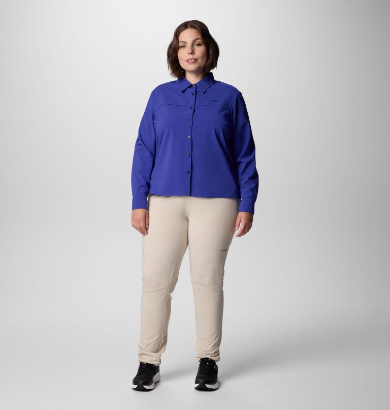 dames summit valley geweven shirt met lange mouwen - plus size