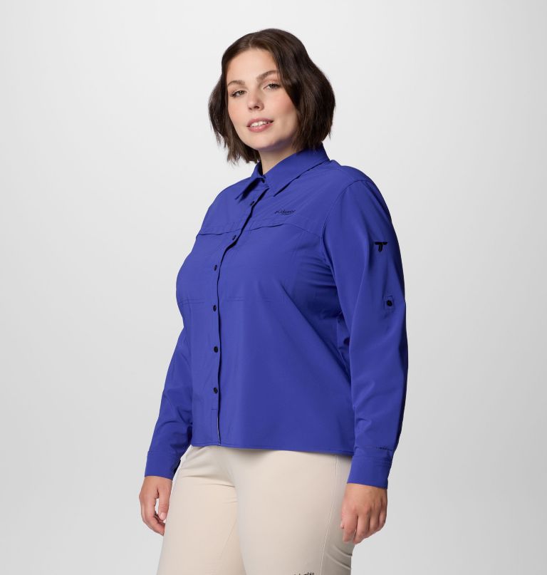 dames summit valley geweven shirt met lange mouwen - plus size