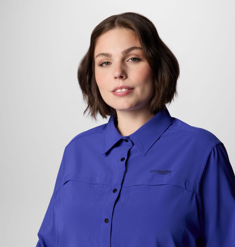 dames summit valley geweven shirt met lange mouwen - plus size