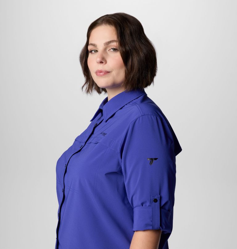 dames summit valley geweven shirt met lange mouwen - plus size