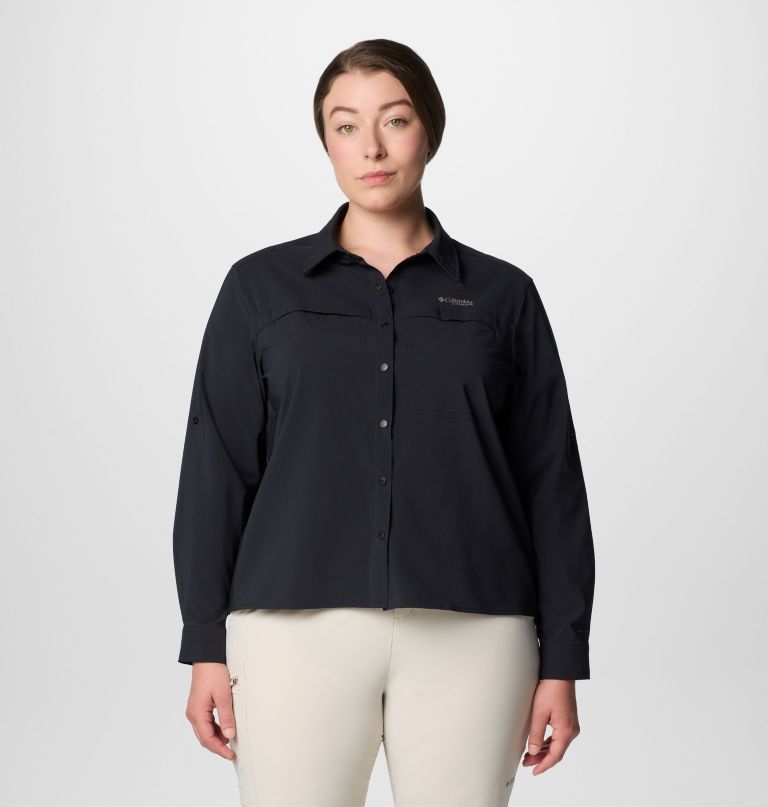 dames summit valley geweven shirt met lange mouwen - plus size