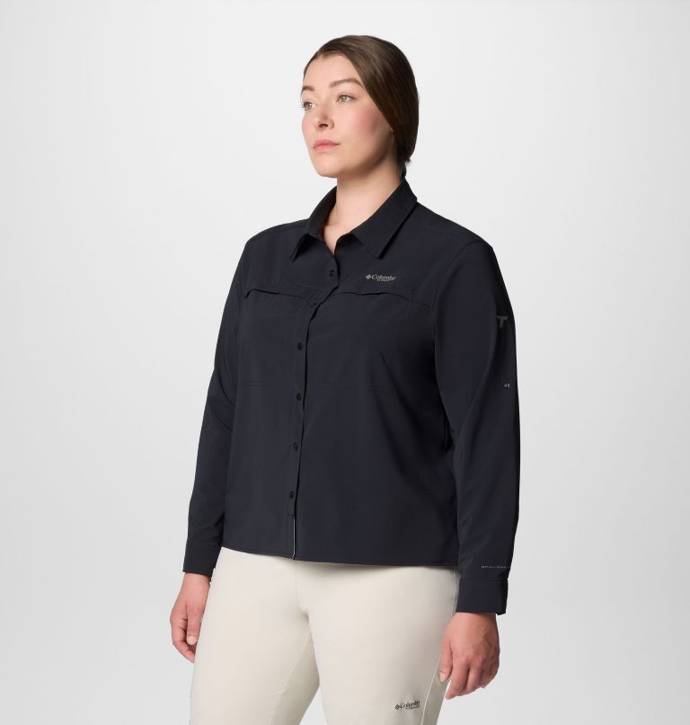 dames summit valley geweven shirt met lange mouwen - plus size
