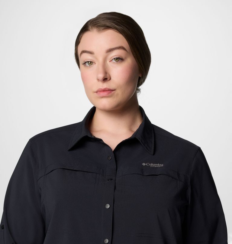 dames summit valley geweven shirt met lange mouwen - plus size