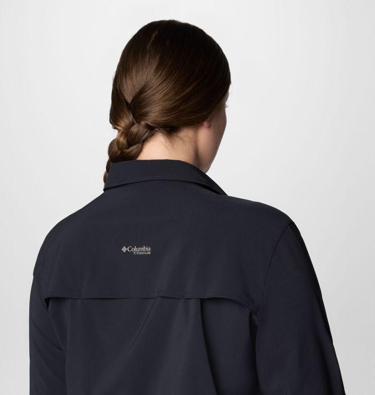 dames summit valley geweven shirt met lange mouwen - plus size