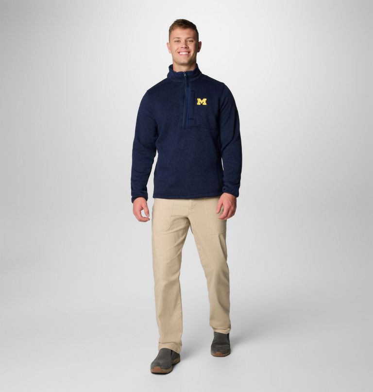 heren collegiate sweater weather fleece pullover met halve rits - michigan