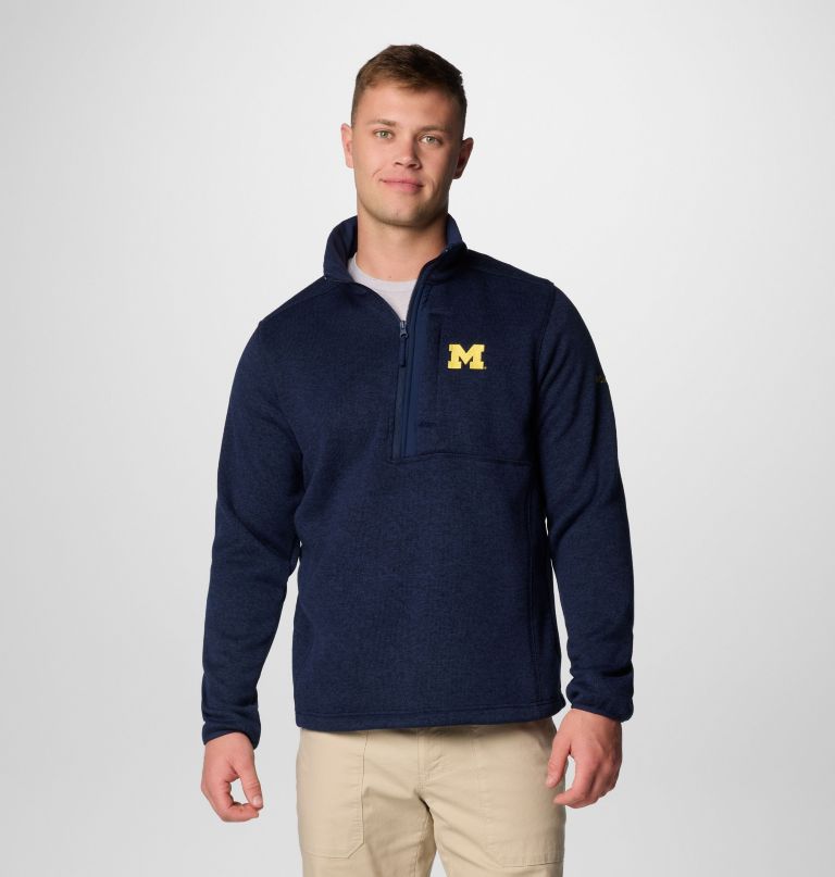 heren collegiate sweater weather fleece pullover met halve rits - michigan