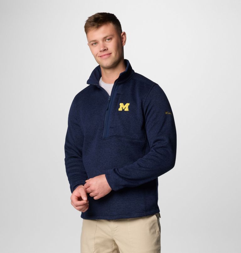 heren collegiate sweater weather fleece pullover met halve rits - michigan
