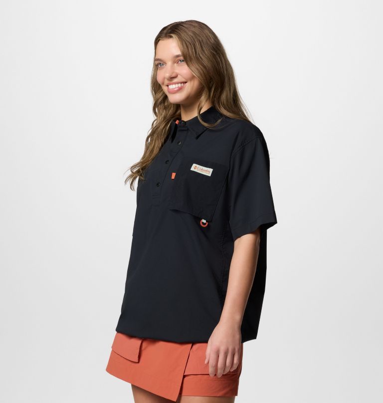 cove beach geweven shirt met korte mouwen