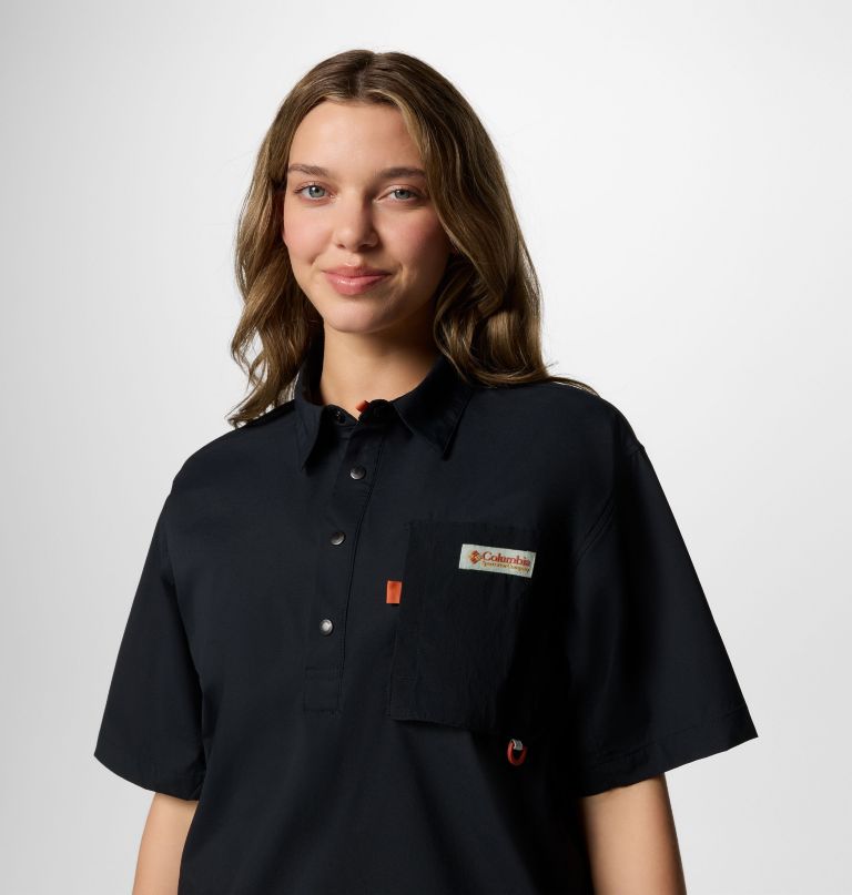 cove beach geweven shirt met korte mouwen