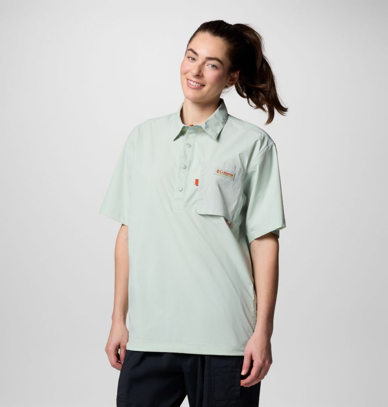 cove beach geweven shirt met korte mouwen