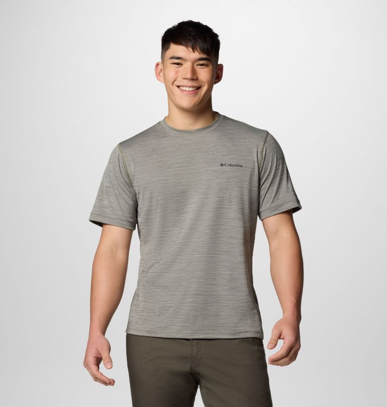 heren sage peak gebreid shirt met korte mouwen en ronde hals