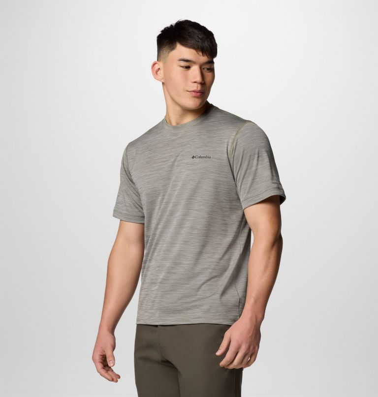 heren sage peak gebreid shirt met korte mouwen en ronde hals