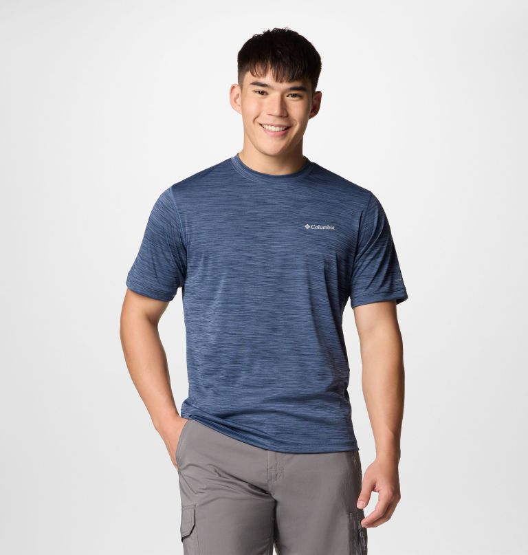 heren sage peak gebreid shirt met korte mouwen en ronde hals
