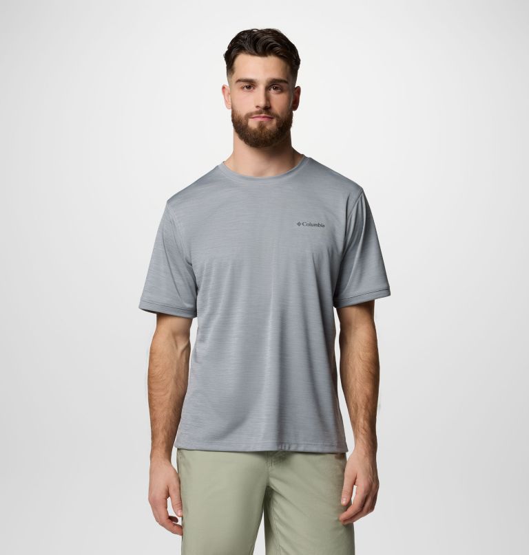 heren sage peak gebreid shirt met korte mouwen en ronde hals