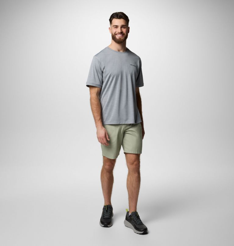 heren sage peak gebreid shirt met korte mouwen en ronde hals