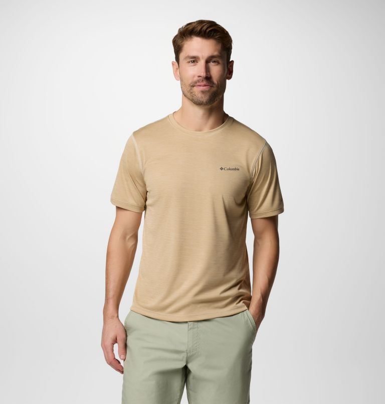 heren sage peak gebreid shirt met korte mouwen en ronde hals