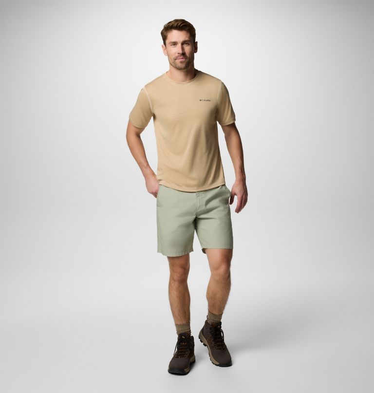 heren sage peak gebreid shirt met korte mouwen en ronde hals