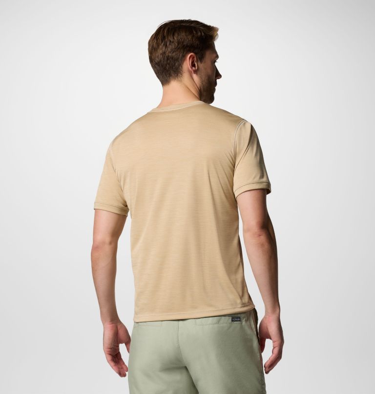 heren sage peak gebreid shirt met korte mouwen en ronde hals